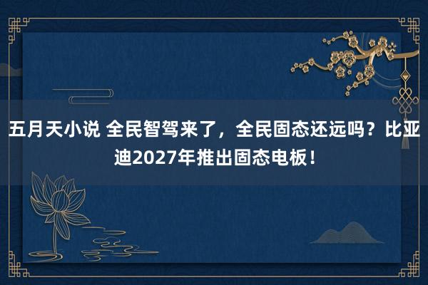 五月天小说 全民智驾来了，全民固态还远吗？比亚迪2027年推出固态电板！